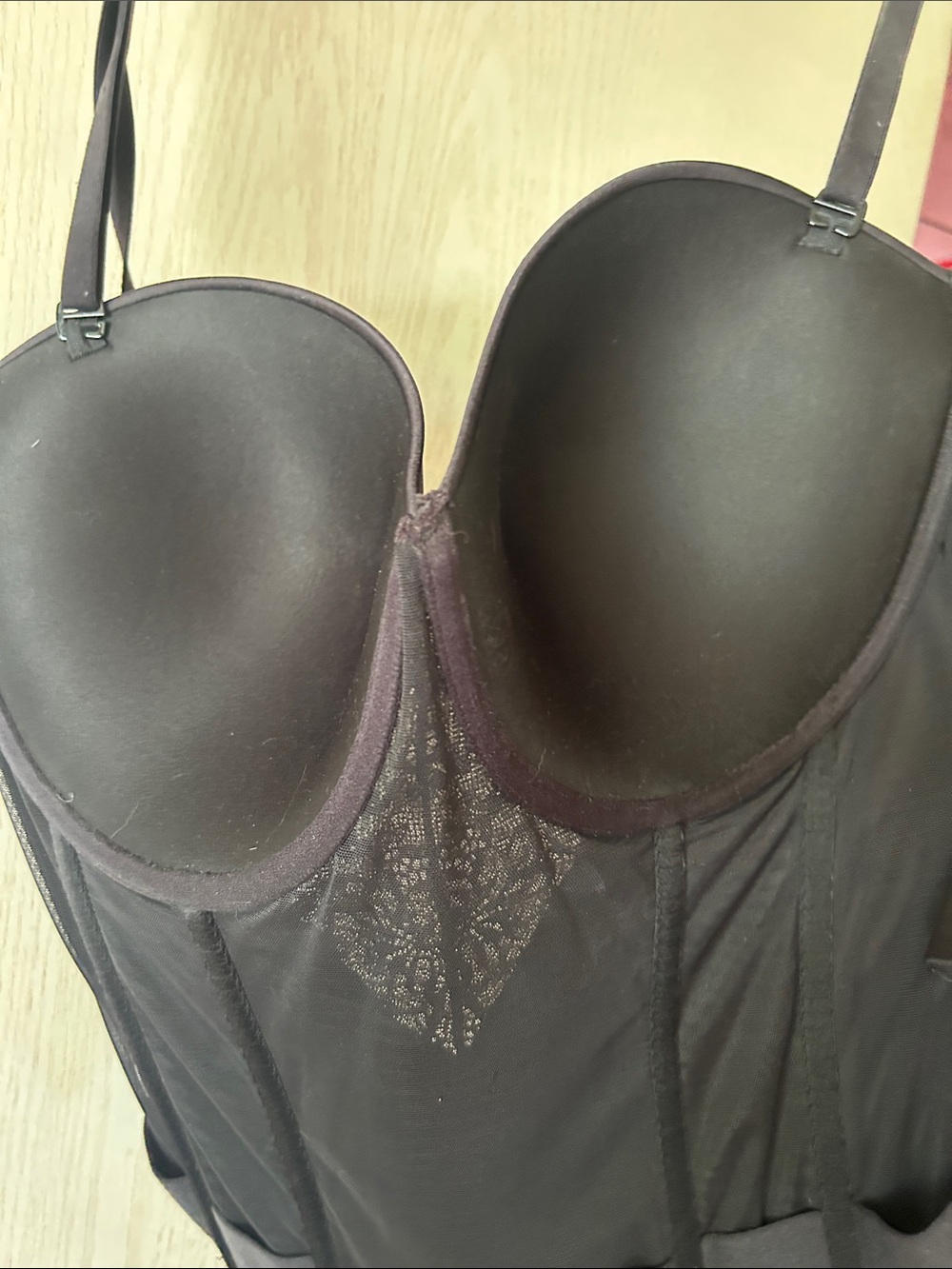 Maidenform Black Longline Bustier with Lace Detail - Picture 3 of 5